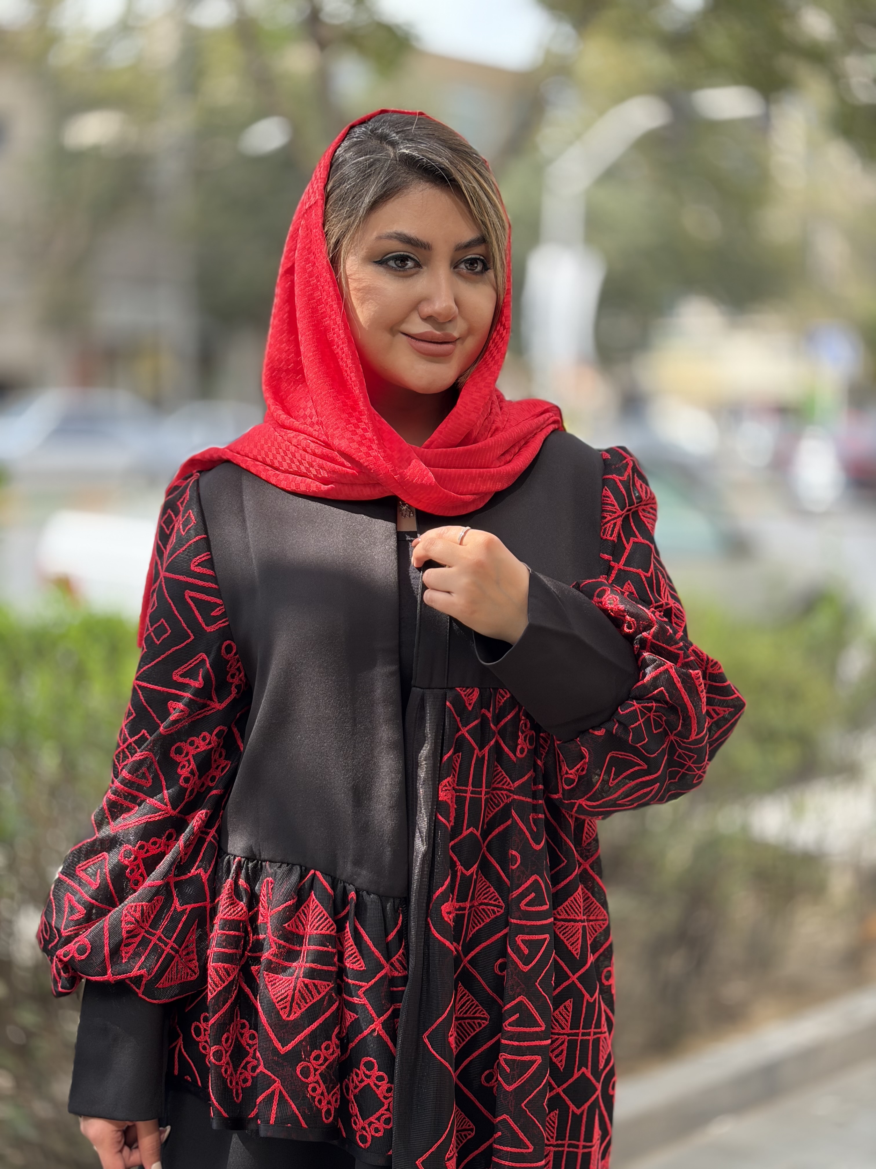 مانتو مجلسی بلند قرمز