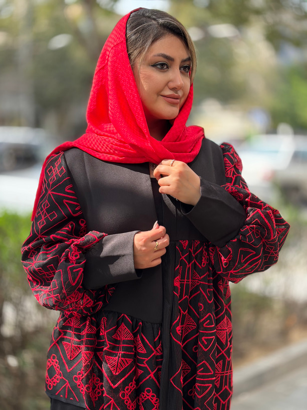 مانتو مجلسی بلند قرمز