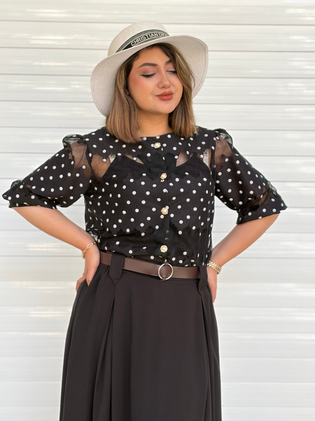 شومیز دخترونه خال خالی